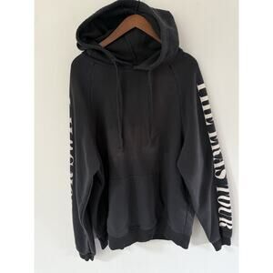 Taylor Swift The Eras Tour Concert Black Gray Pullover Hoodie Size L Distressed